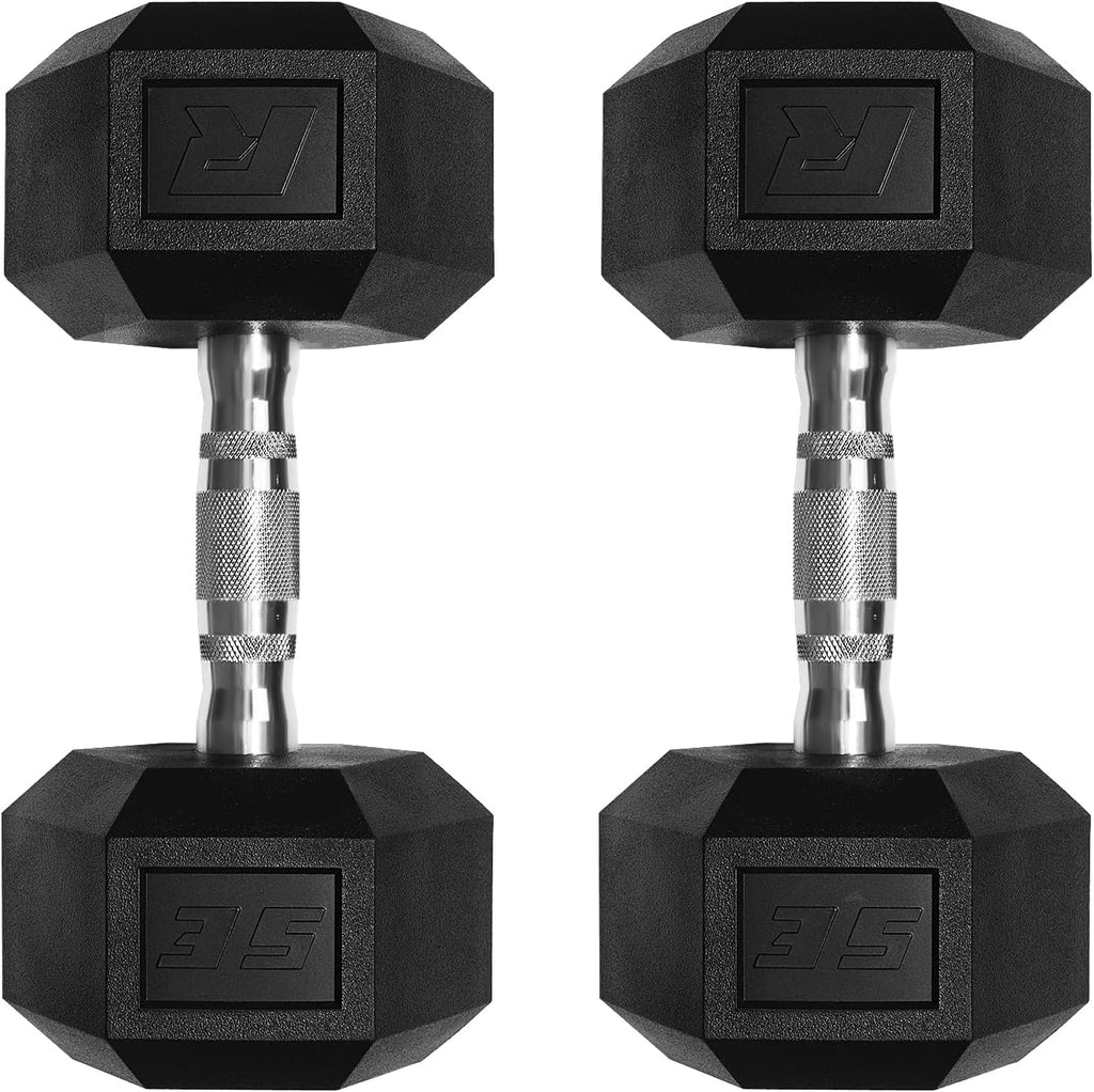 Ritfit 5-650 LBS PVC Encased Hex Dumbbell Sets with Optional Rack for Home Gym, Hand weight with Chrome Handle for Strength Training,Workouts