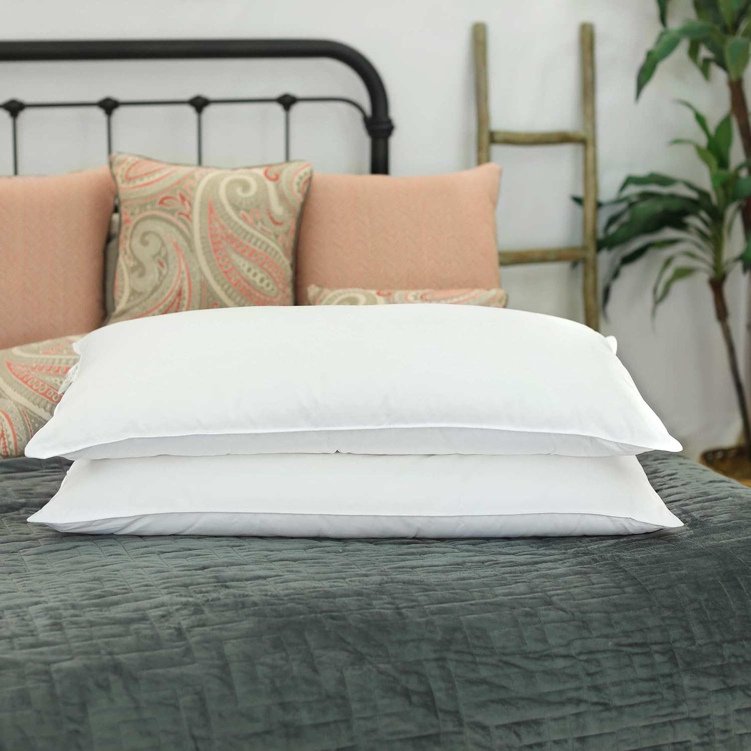 Pair of Silk-Filled Pillows. King Size (36' x 20'). Luxury Top Grade Mulberry Silk. Very Hygienic and Comfortable Luxury Bedding. Oeko-TEX® Certification