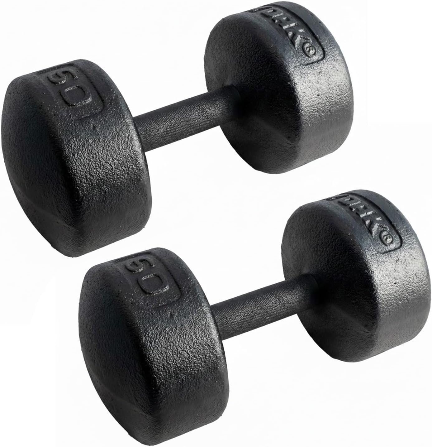 Legacy Solid Round Dumbbell Black – Heavy Duty Cast Iron Hand Weight with Knurled Ergonomic Grip for Strength Training, Muscle Toning, Home Gym Workout – 5 lb to 150 lb In Single & Pair