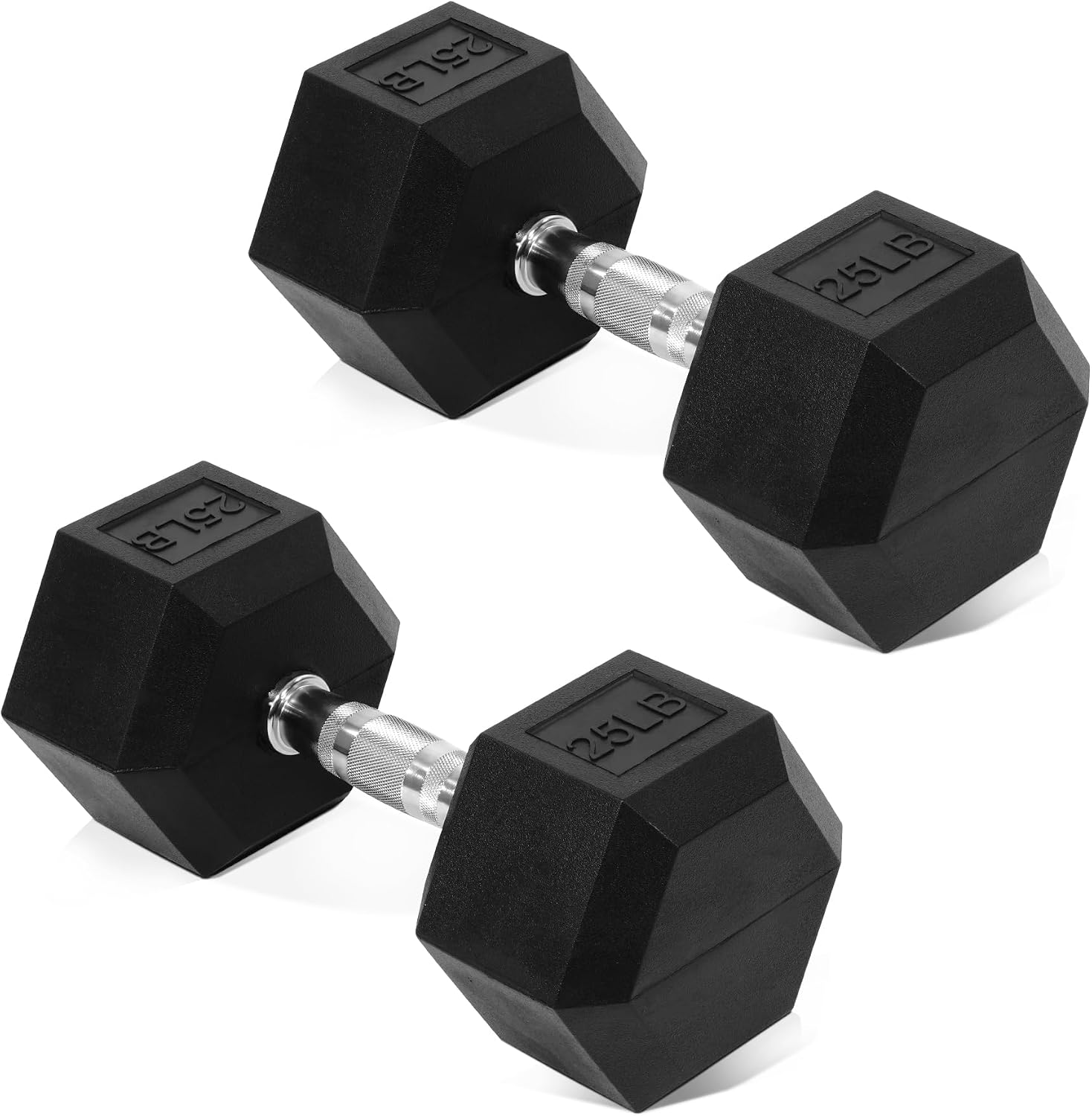 Fitvids Rubber Encased Hex Dumbbell Set Contoured Handle for Muscle Toning, Strength Building & Full Body Workout, 60LB, 100LB, 150LB and 550LB Set