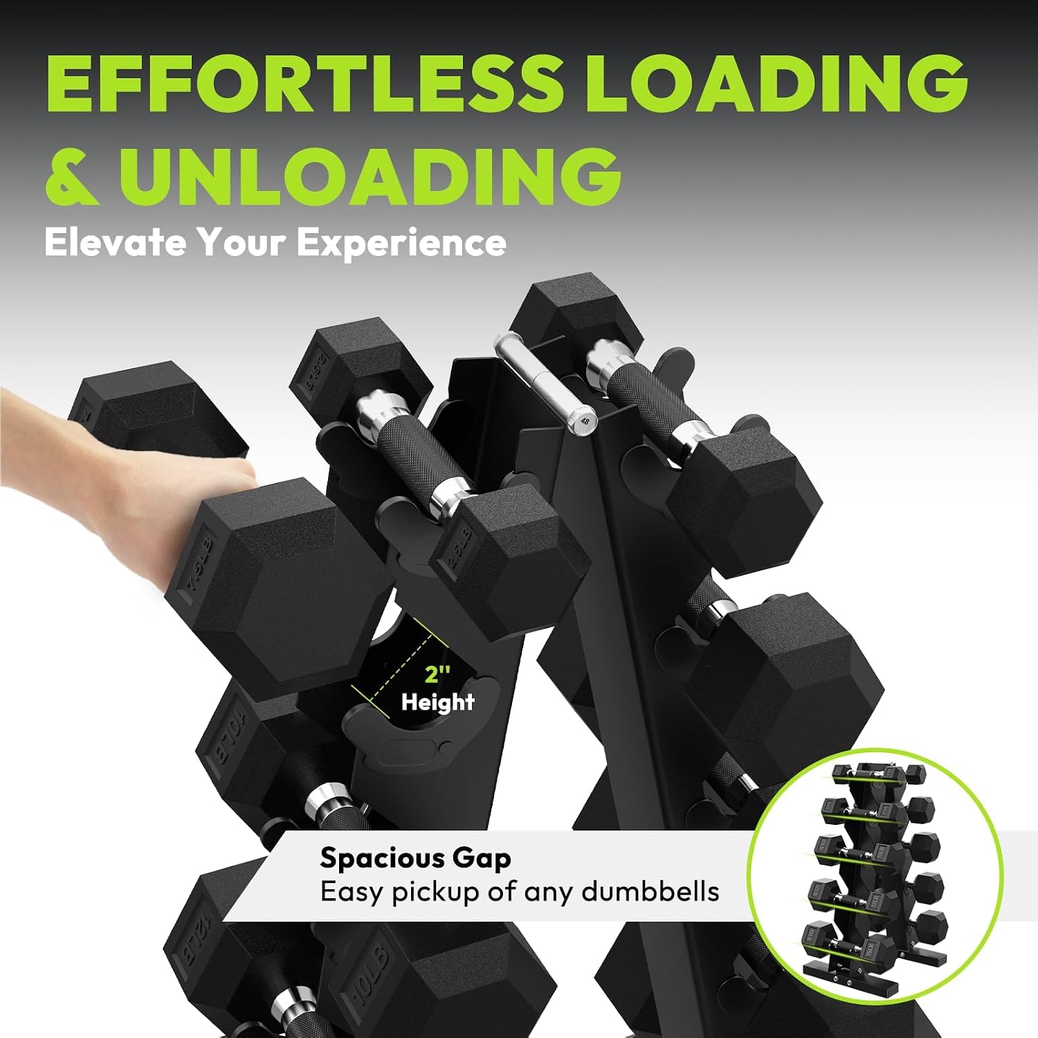 HANDBODE Hex Dumbbell Sets with Rack, 100-165 lb Rubber Encased Dumbbells for Strength Training, Exercise & Fitness, Home Gym Weight Set with Rack