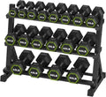 HANDBODE Hex Dumbbell Set with Rack, 300-840 lb Rubber Coated Fixed Weights Sets with Heavy Duty Storage Stand, Hexagon Shape, Multiple Weight Options Home Gym Equipment for Strength Training
