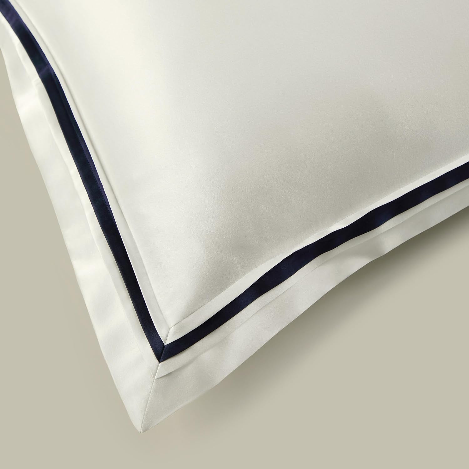 LILYSILK 100% Silk Border Pleats Pillowcase for Hair and Skin Contrast Color Envelope Closure Pillow Case Queen Blue