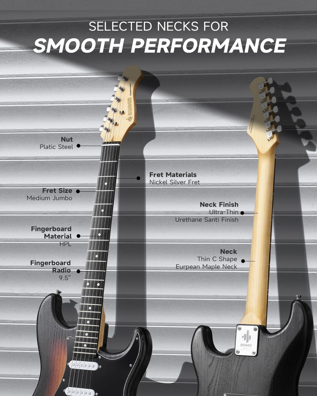DONNER DST-80 Electric Guitar 39' Beginner Electric Guitar Kit with Amp, Classic SSS Pickup Complete with Gig Bag, Tuner, Capo, Strap, Picks, and Free Online Lessons, Red Tea Burst