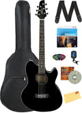 Ibanez TCY10E Talman Acoustic-Electric Guitar - Black High Gloss Bundle with Gig Bag, Tuner, Strap, D'Addario Strings, Picks, Austin Bazaar Instructional DVD, and Polishing Cloth