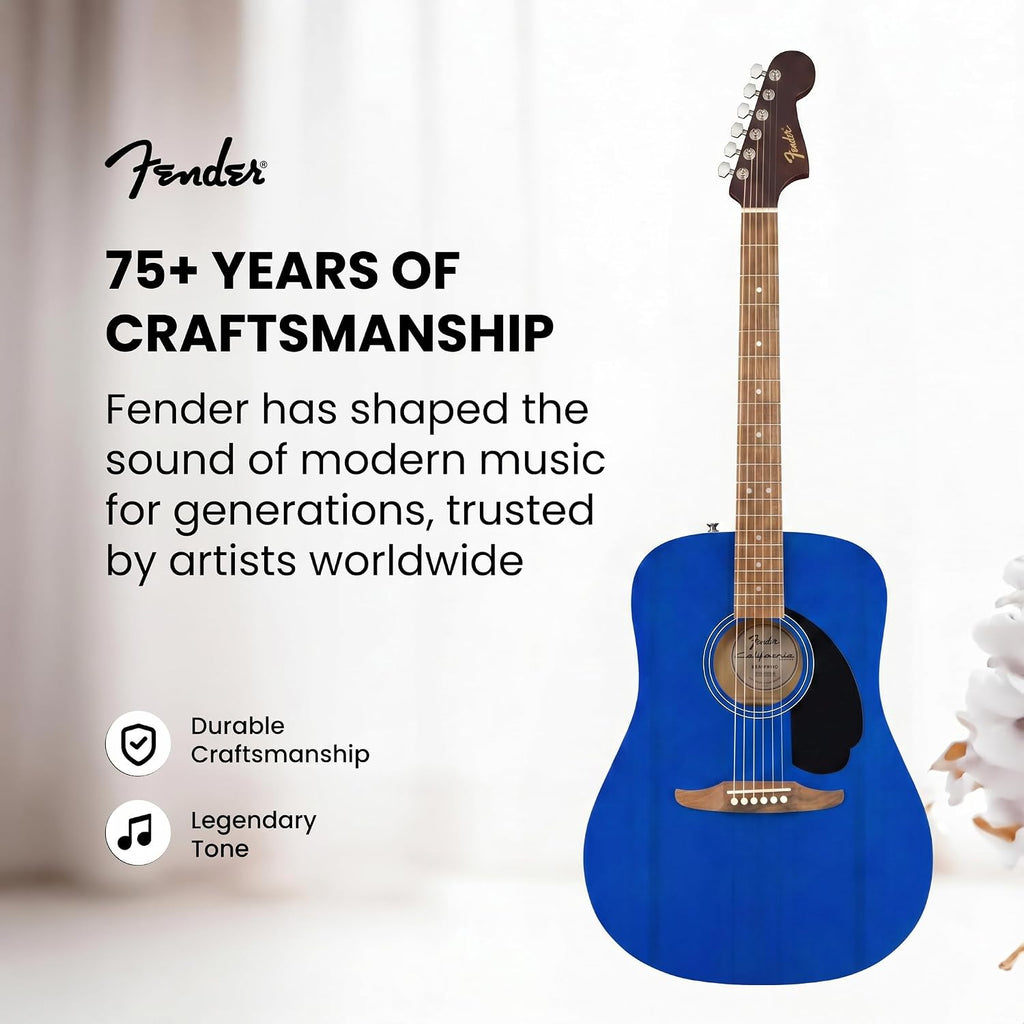 Fender FA Series Dreadnought Acoustic Guitar - Saphire Blue Bundle with Gig Bag, Tuner, Strings, Picks, and Austin Bazaar Instructional DVD