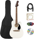 Fender California Redondo CE Acoustic-Electric Guitar - White Bundle with Gig Bag, Strap, Strings, Picks, and Austin Bazaar Instructional Video