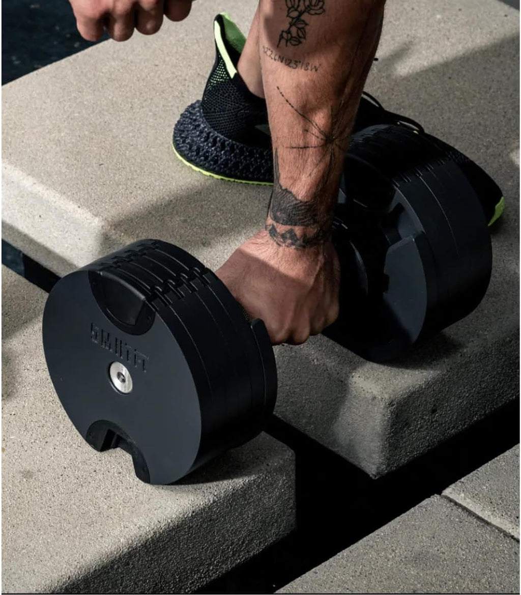SMRTFT NUOBELL Adjustable Dumbbells 5–100 lb Set | Original NUOBELL | 26 Weights in 1 for Home Gym Strength Training | Steel-Knurled Handle | Space-Saving Dumbbell Set of 2 | 2-Year Warranty