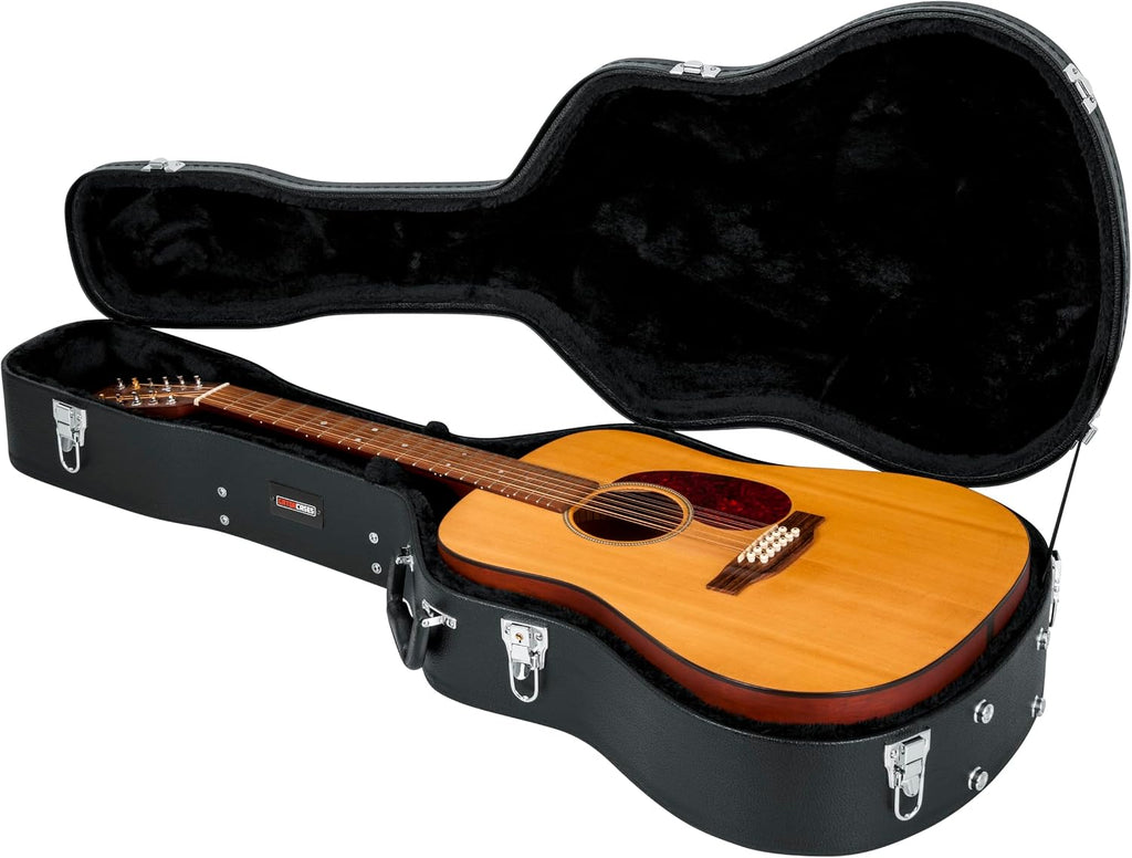 Gator Cases Traditonal Series Hard-Shell Wood Case for 6 or 12-String Dreadnought Style Acoustic Guitars, (GWE-DREAD 12)