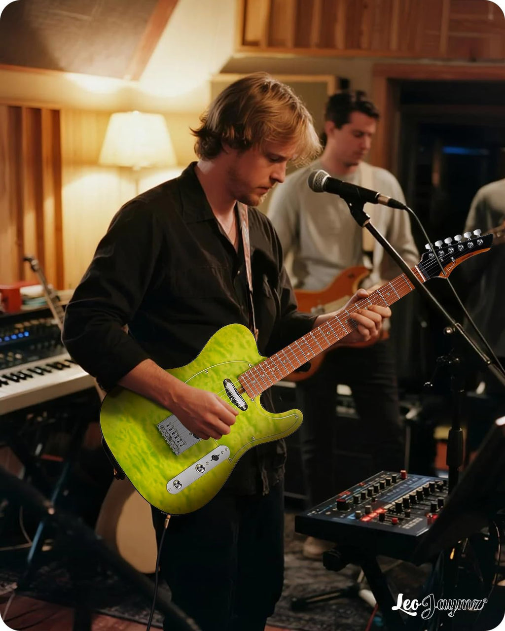 Leo Jaymz TL Electric Guitar - Ocean Maple Top, Mahogany Body, Maple Neck - Alnico V Pickups, Locking Tuners- Solid Choice for Beginners & Intermediate Players (Green Ocean)