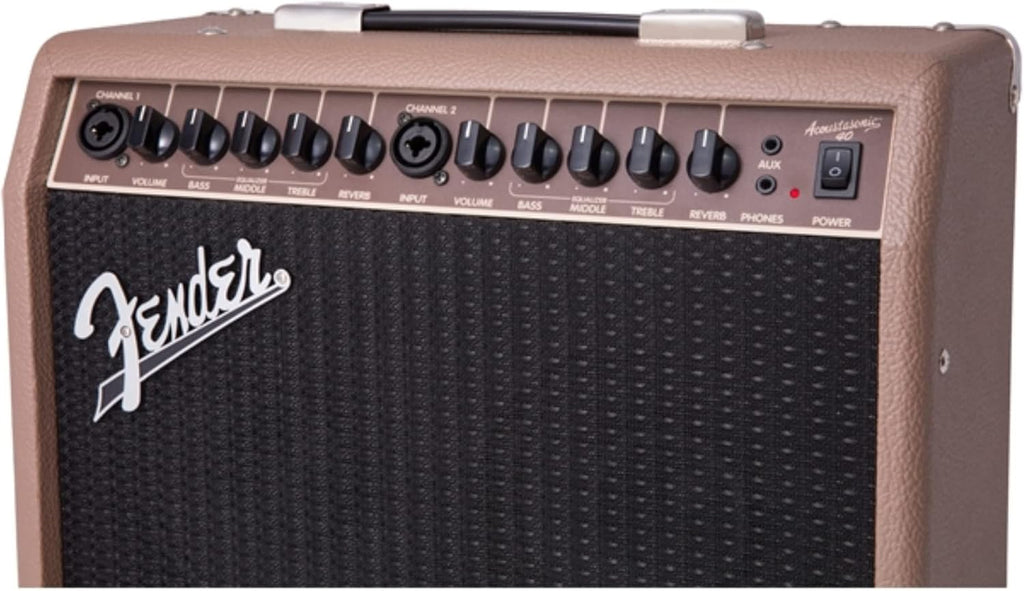 Fender Acoustasonic 40 Acoustic Guitar Amplifier, 40-Watt Portable Combo Amp with Dual 6.5' Speakers, Built-In Reverb, XLR/1/4' Inputs, Brown/Wheat, with 2-Year Warranty