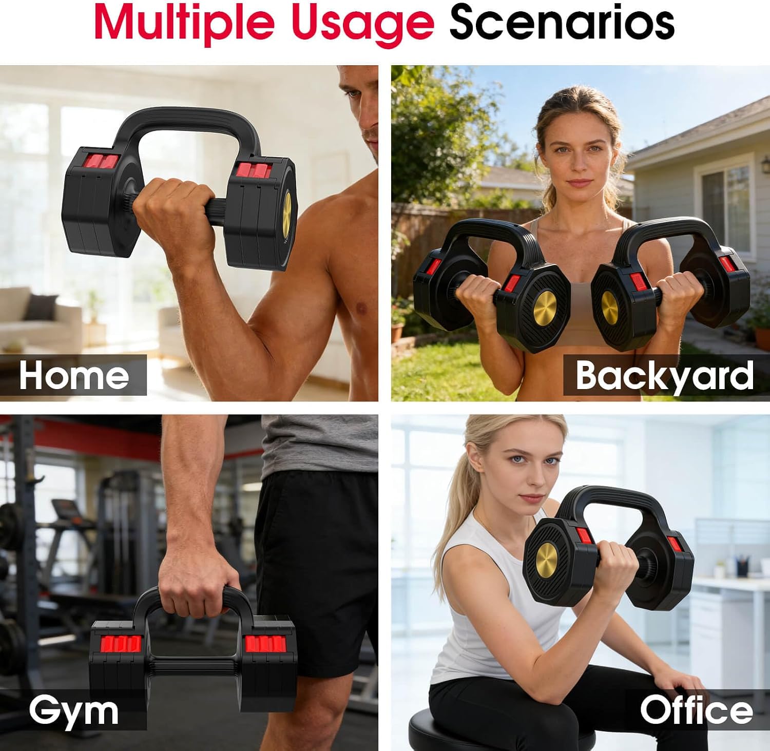 Adjustable Dumbbell Set, 4 Levels Weights Dumbbell Set with Each 5lb/10.3lb/15.4lb/20.5lb, Adjustable dumbbells Paired with ergonomic Handle for Home Gym Strength Training