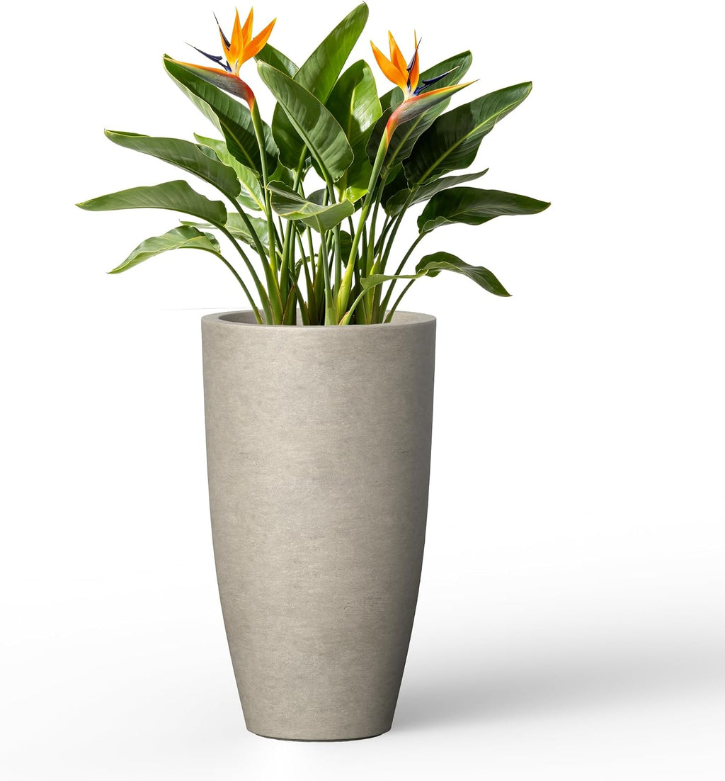 Kante 23.6' Tall Bullet Shape Concrete Planter, Large Tapered Plant Pot with Drainage Hole & Rubber Plug – Breathable Handmade Weathered Concrete for Floor, Entryway, Patio
