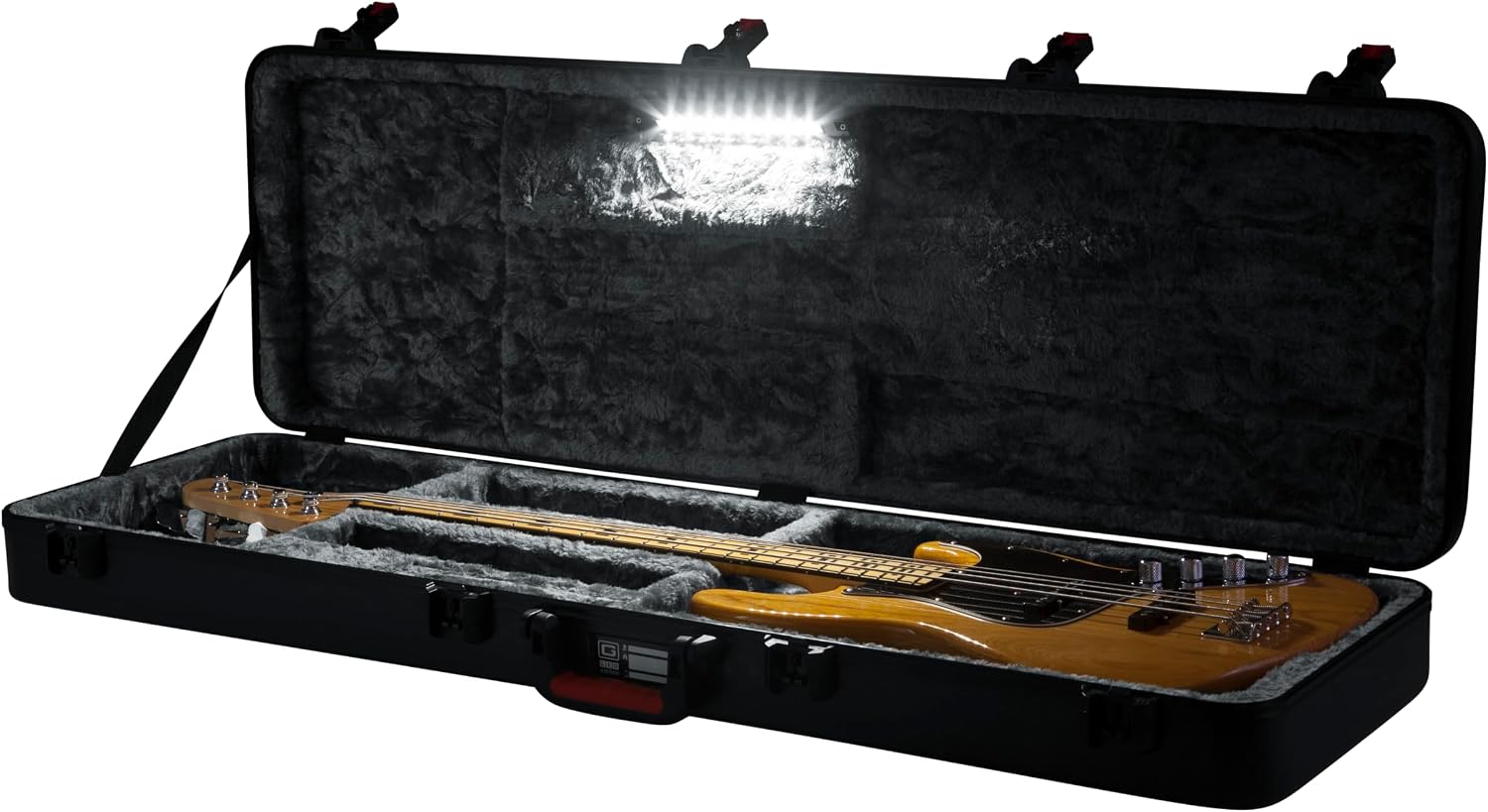 Gator Cases Molded Flight Case for Bass Guitar with Internal LED Lighting and TSA Approved Locking Latch, (GTSA-GTRBASS-LED)