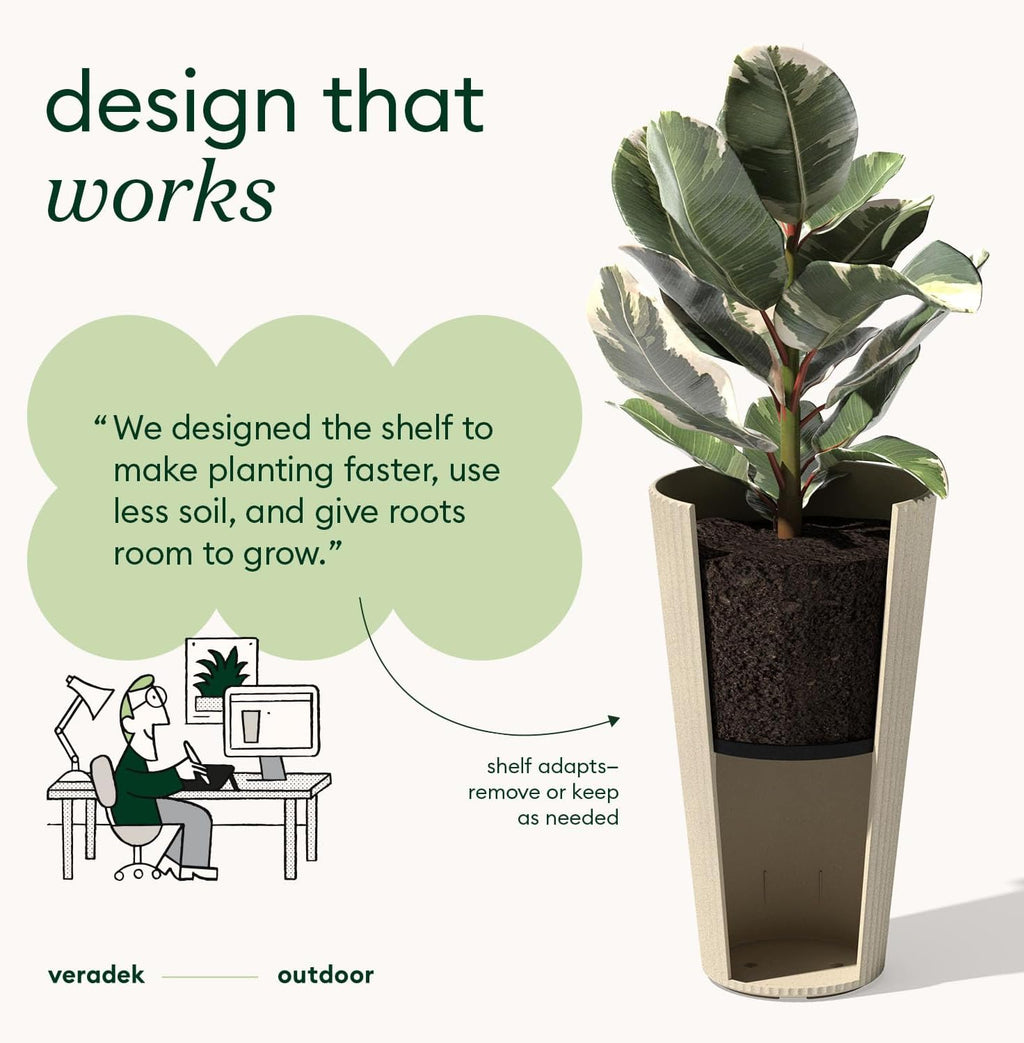 Veradek Demi Series Tall Planter for Porch, Patio, Backyard | Durable Plastic-Stone Composite Material | Modern Décor for Tall Plants, Grasses
