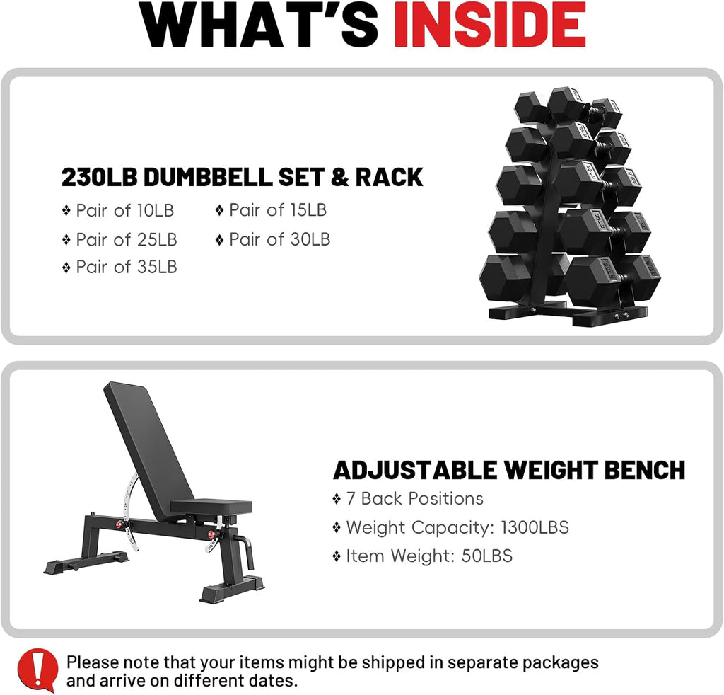 PAPABABE Adjustable Weight Bench with Weight Set, Heavy-Duty Workout Bench with Two-Way Angle Adjustment, Comfortable Extended & Easy-to-Clean Backrest, Transport Wheels & Easy Mobility for Home Gym