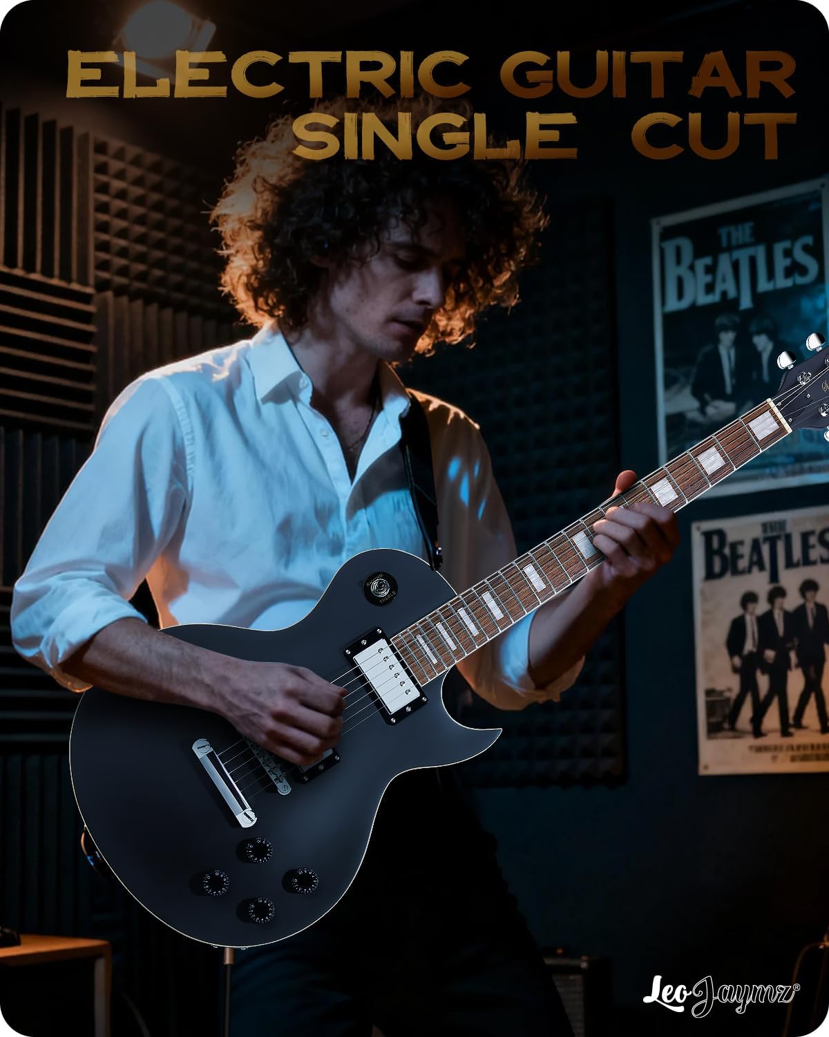 Leo Jaymz SC Series Electric Guitar – Mahogany Body, Laurel Fingerboard, Dual Humbuckers, Tune-O-Matic Bridge, C Neck, 18:1 Tuners (Matt Black X)