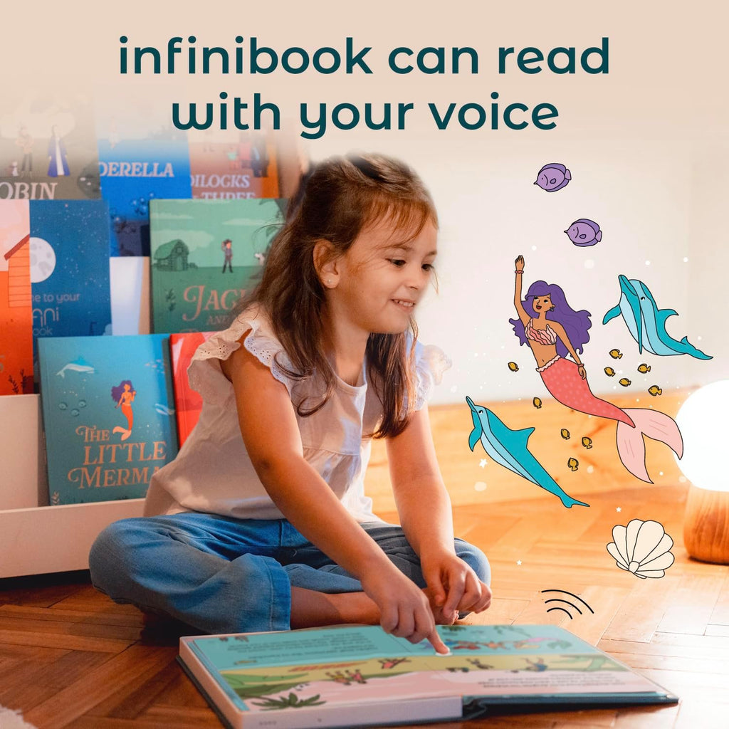 Cali's Books The Little Mermaid - infinibook Reader Recordable Storybooks for Kids, Customizable Interactive Audio Book Reader for Toddlers, Educational Screen-Free Toy
