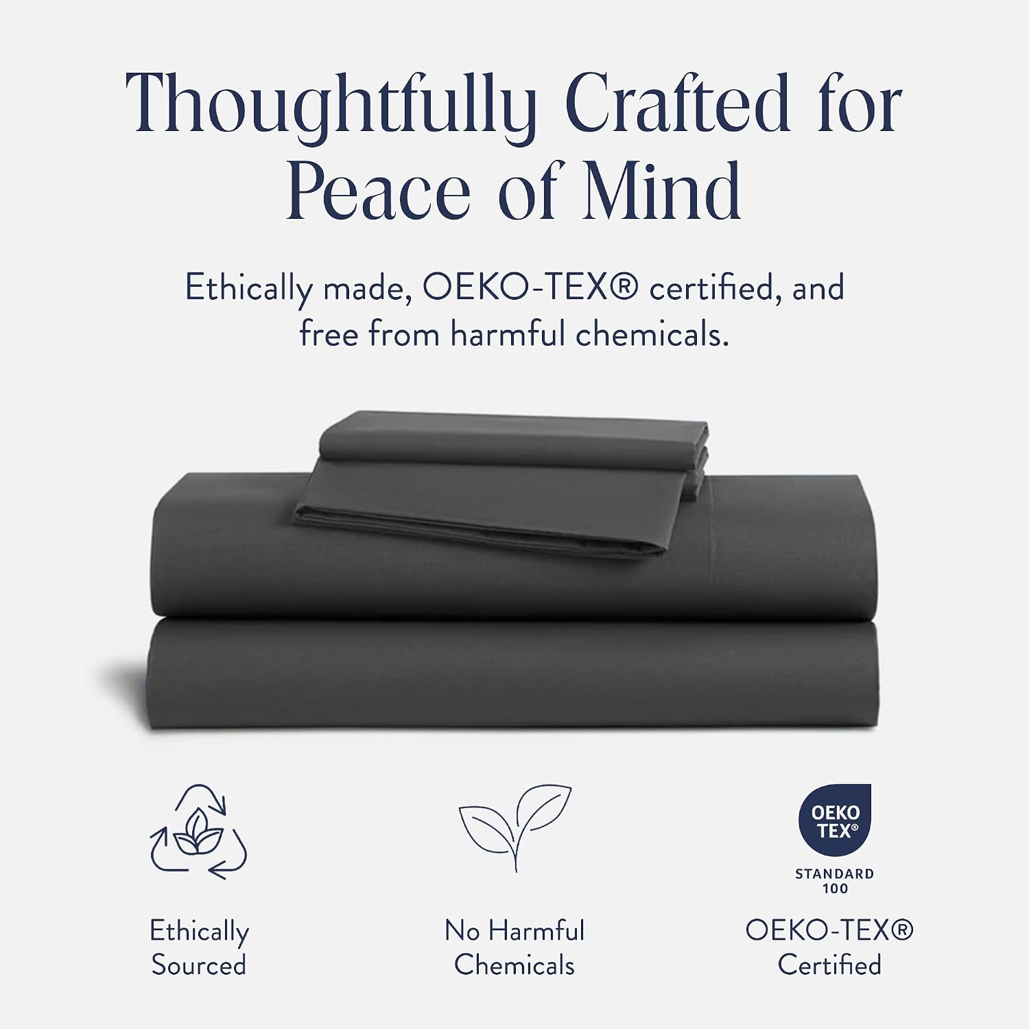 Brooklinen Luxury Sateen 4 Piece Sheet Set - 100% Cotton Bed Sheets, Durable California King Size Sheets Set in Slate Grey, Oeko-TEX Certified Bedding Set, 1 Fitted Sheet, 1 Flat Sheet, 2 Pillowcases