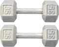 Hydra Fitness Exchange Cast Iron Hex Dumbbell 3 lb to 100 lb (in Single & Pair) - Solid Hexagon Silver Coating Dumbbell Set Strength Training Free Weights for Women & Men Residential Only