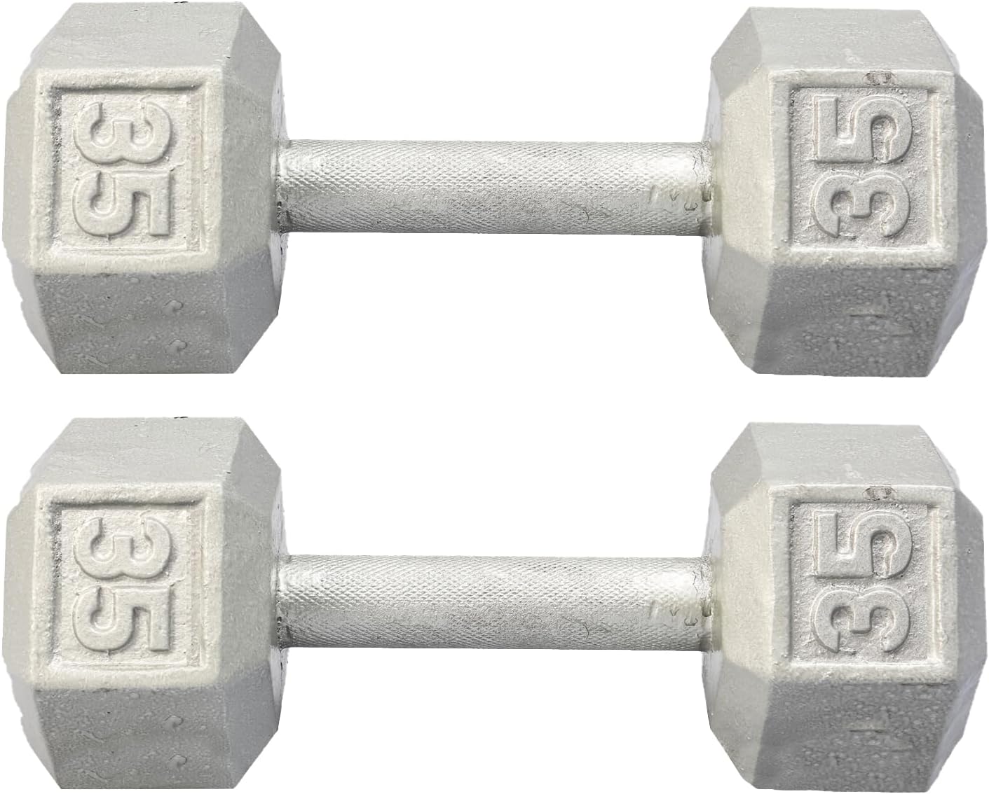 Hydra Fitness Exchange Cast Iron Hex Dumbbell 3 lb to 100 lb (in Single & Pair) - Solid Hexagon Silver Coating Dumbbell Set Strength Training Free Weights for Women & Men Residential Only