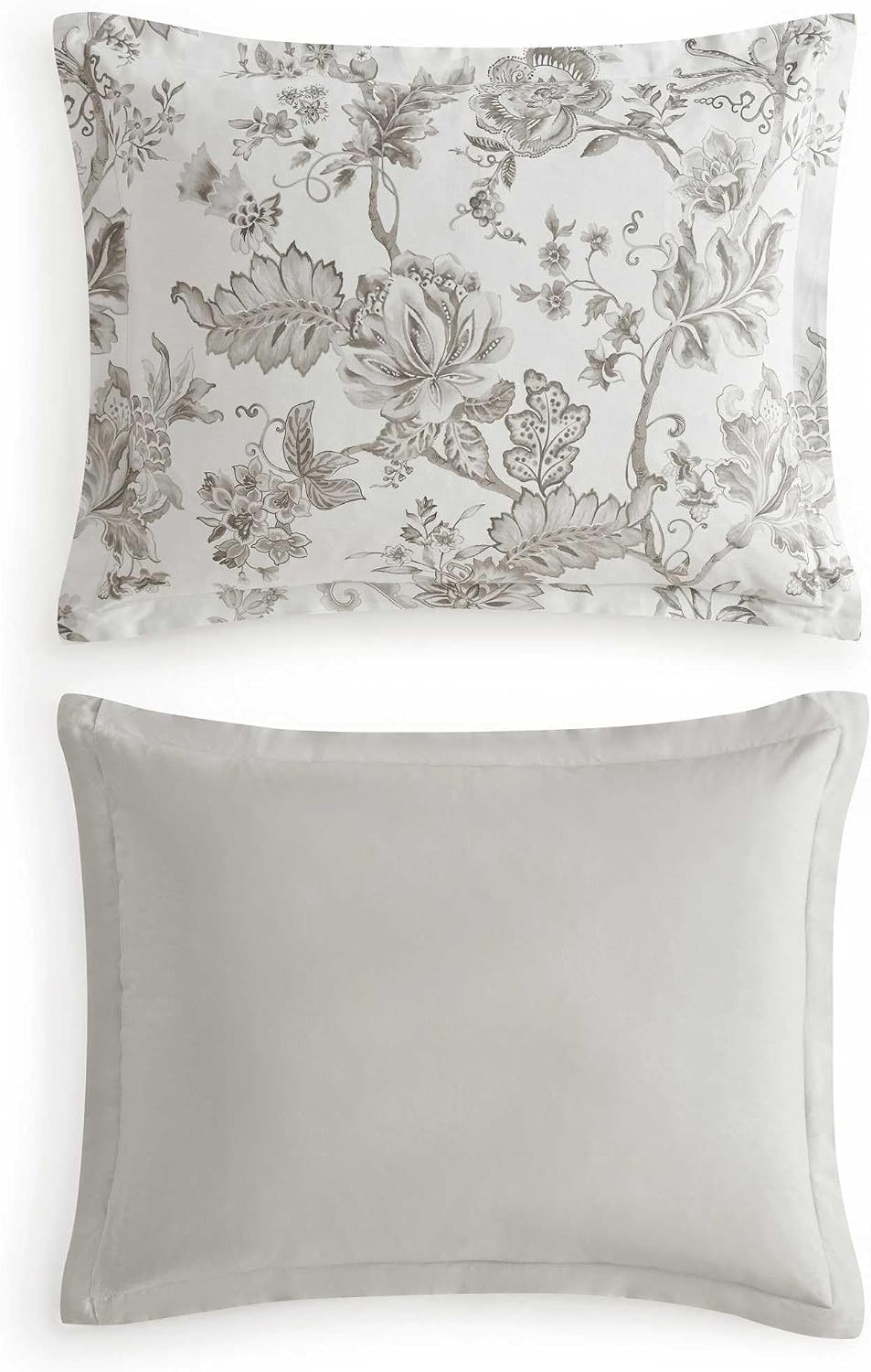 Martha Stewart - Queen Duvet Cover Set, Smooth Sateen Front with Subtle Sheen & Lightweight Cotton Percale Reverse, 3 Piece Bed Set with Matching Pillowcases (Avery Floral Grey)
