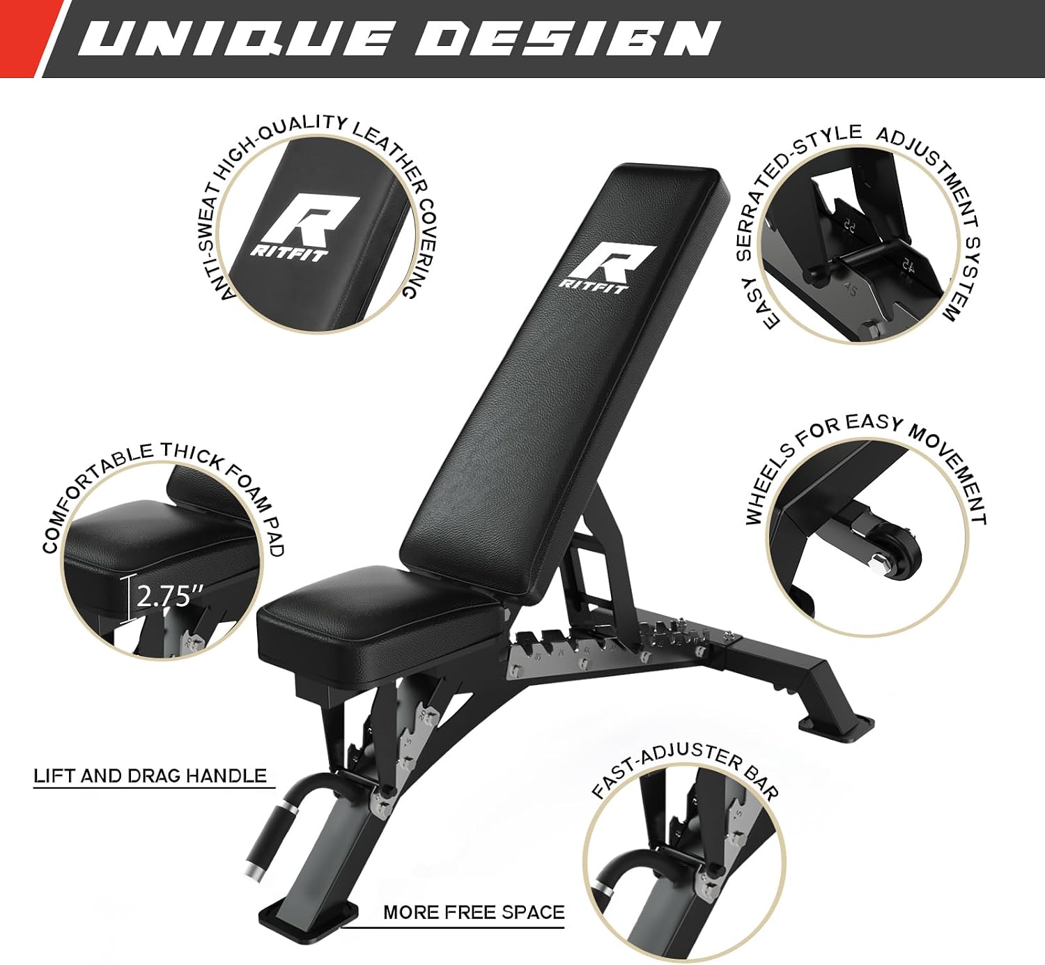 RitFit Multi-Function Garage & Home Gym Package Includes 1200LBS Power Cage PPC03/P3 with Cable Crossover System, Weight Bench, Olympic Barbell Weight Set, Full Body Workout