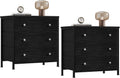 BOLUO Black Nightstands Set of 2, Large Night Stand Fabric 3 Drawer Dresser for Bedroom Closet,Girls Modern