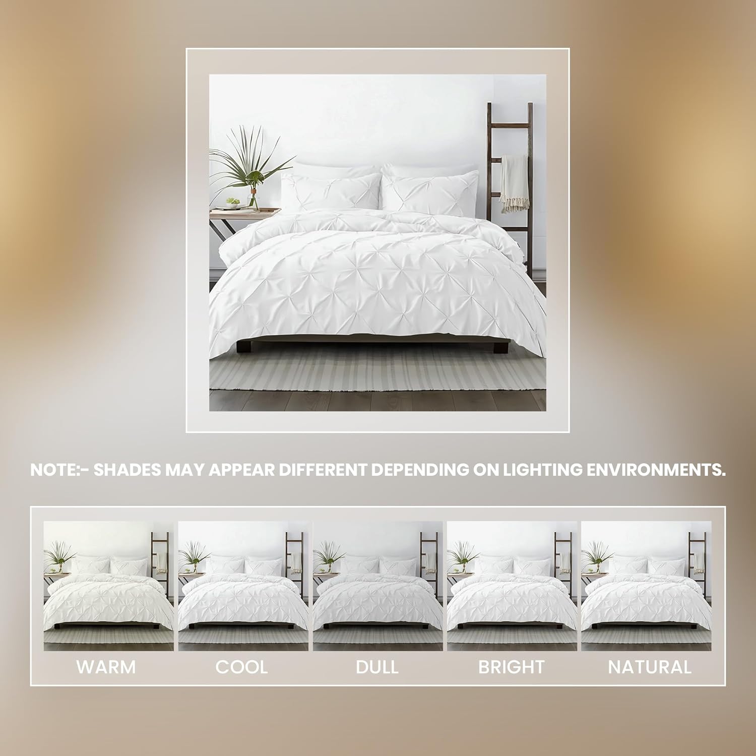 Kotton Culture Custom Pinch Pleated - Pintuck Duvet Cover - 100% Egyptian Cotton 600 Thread Count Decorative Customize Comforter Cover(Desired Dimensions) - Zipper Closure & 7 Internal Ties - White