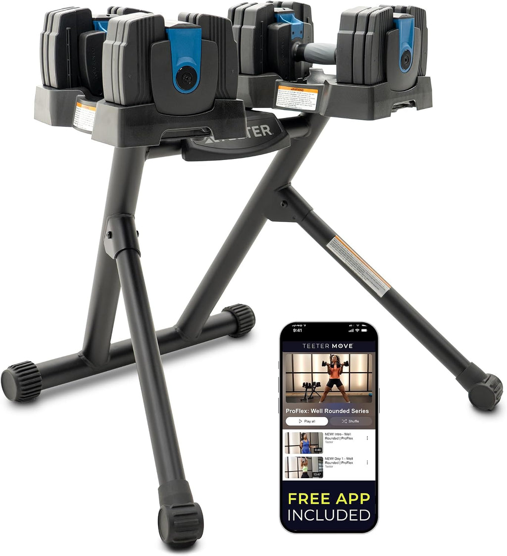 Teeter ProFlex 432 Adjustable Dumbbell Weight Set, 8 in 1 Free Weights 4 to 32lb, Quick-Set Grip Handles, Home Gym Space Saver (New in 2024)