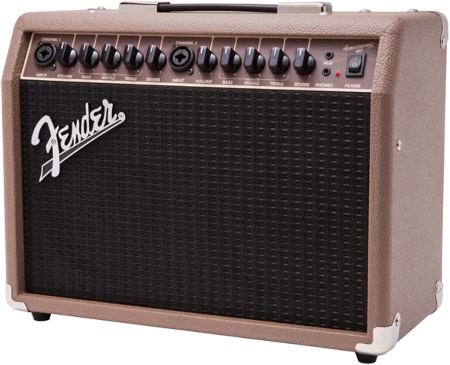 Fender Acoustasonic 40 Acoustic Guitar Amplifier, 40-Watt Portable Combo Amp with Dual 6.5' Speakers, Built-In Reverb, XLR/1/4' Inputs, Brown/Wheat, with 2-Year Warranty