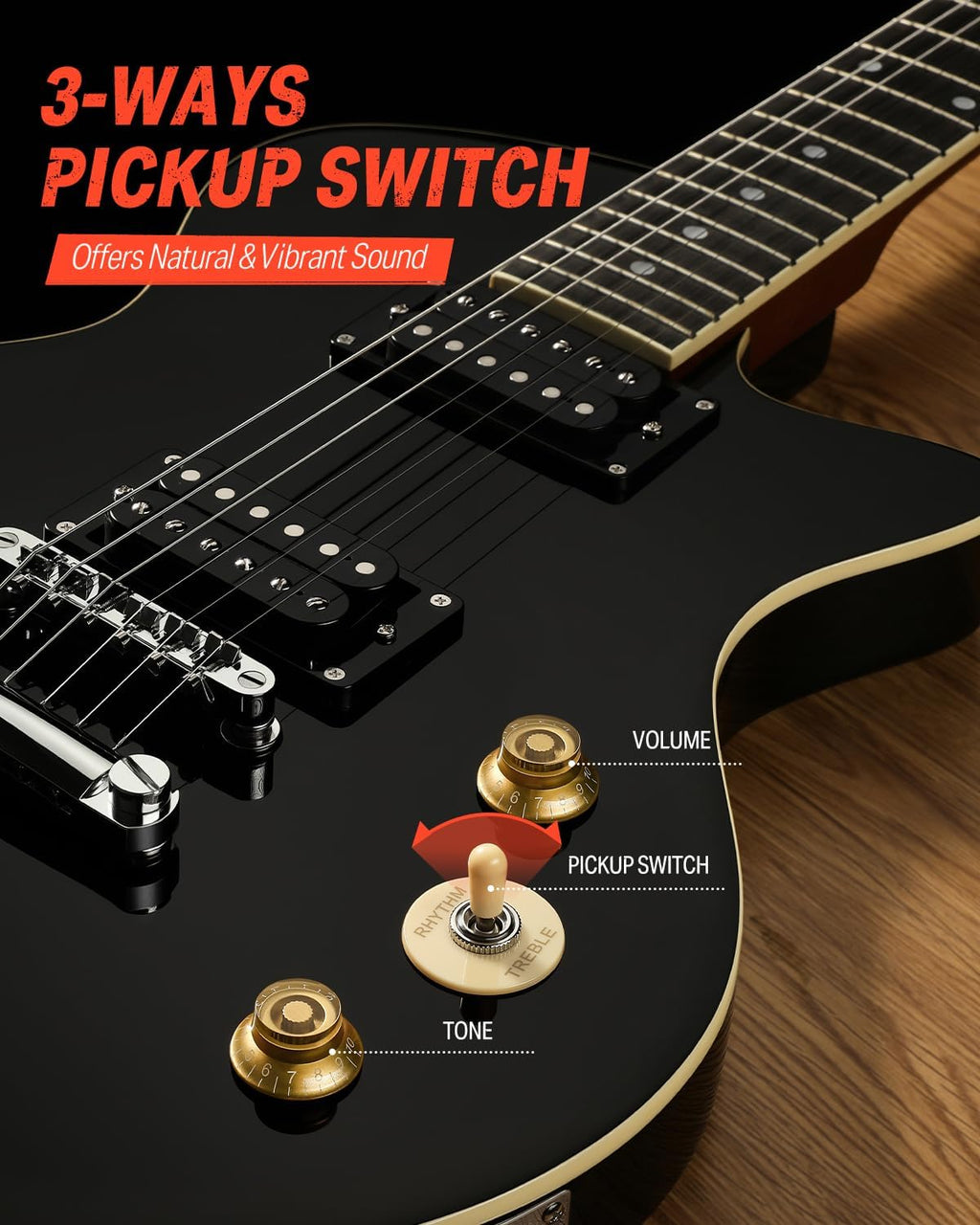 Donner Electric Guitar Beginner Kit 39' – Full Size Solid Alder Body H-H Pickups, 25.5' Extended Scale C-Shape Neck with Gig Bag, Ideal for Rock Blues Practice (DSC-128/Black)