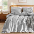 LBRO2M 100% France Linen Duvet Cover Set 3 Pcs Flax Comforter Cover with Zipper Closure 2 Pillowcase 1 Breathable Duvet Cover California King Size Gray