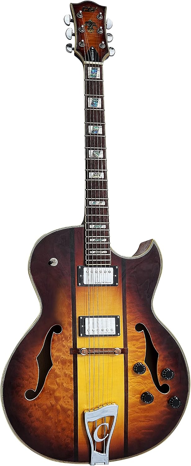 IYV IJZ-500 NA Jazz Solid- Hollow Body Electric Guitar, Natural