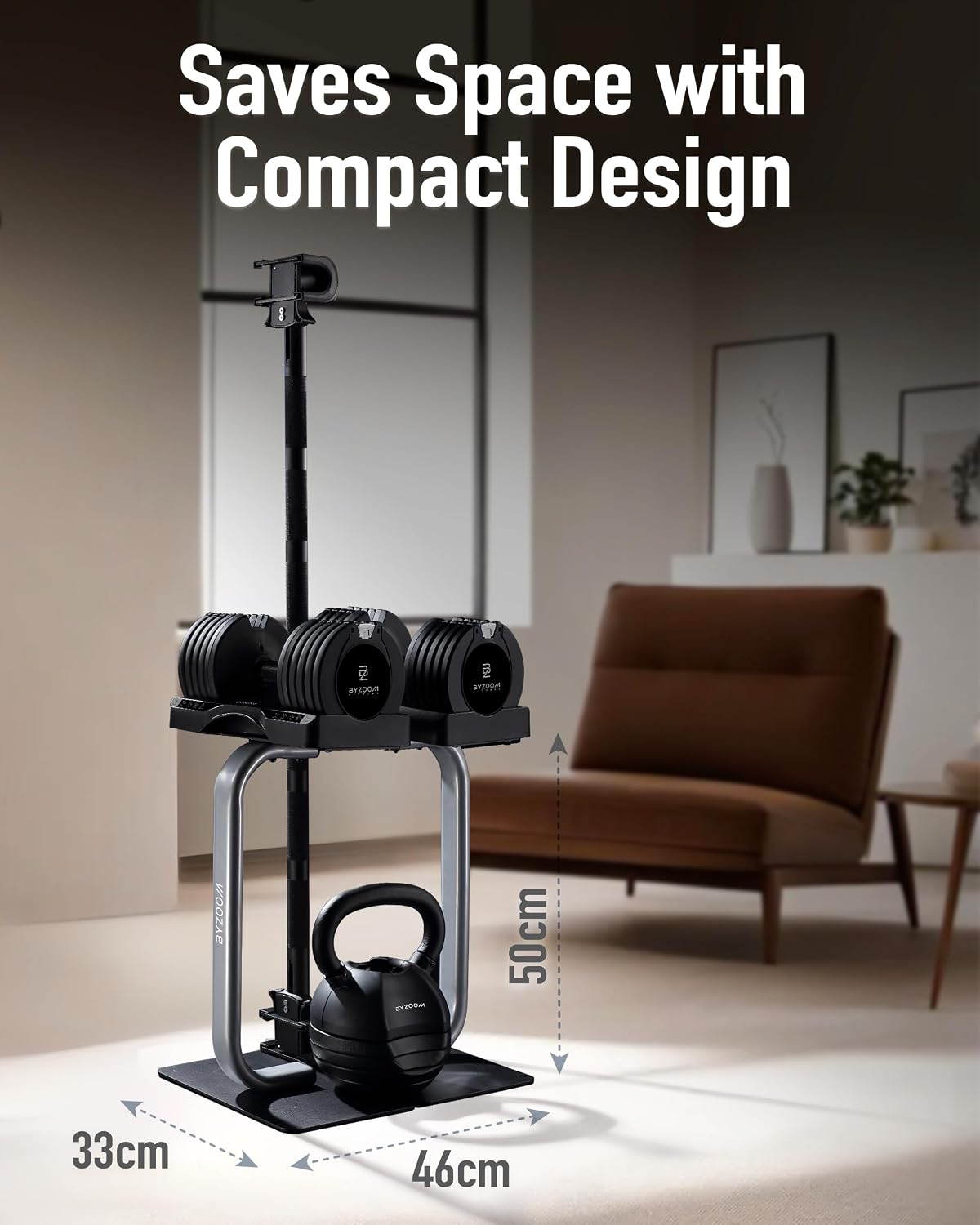 BYZOOM FITNESS 12.5LB Adjustable Dumbbell with Dumbbell Stand Bundle Set, Black