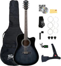 Washburn WA90CE Acoustic-Electric Guitar Kit - Black Bundle with Gig Bag, Strap, Picks, Strings, Stand, Instructional DVD and Austin Bazaar Polishing Cloth