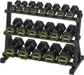 HANDBODE Hex Dumbbell Set with Rack, 300-840 lb Rubber Coated Fixed Weights Sets with Heavy Duty Storage Stand, Hexagon Shape, Multiple Weight Options Home Gym Equipment for Strength Training