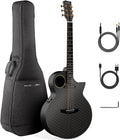 Enya X4 PRO Custom Luca Stricagnoli Collaboration Edition – Black Hole, 41' Full-Size Carbon Fiber Acoustic-Electric Guitar, Smart Onboard Pickup System, Cutaway Design, with Custom Gig Bag
