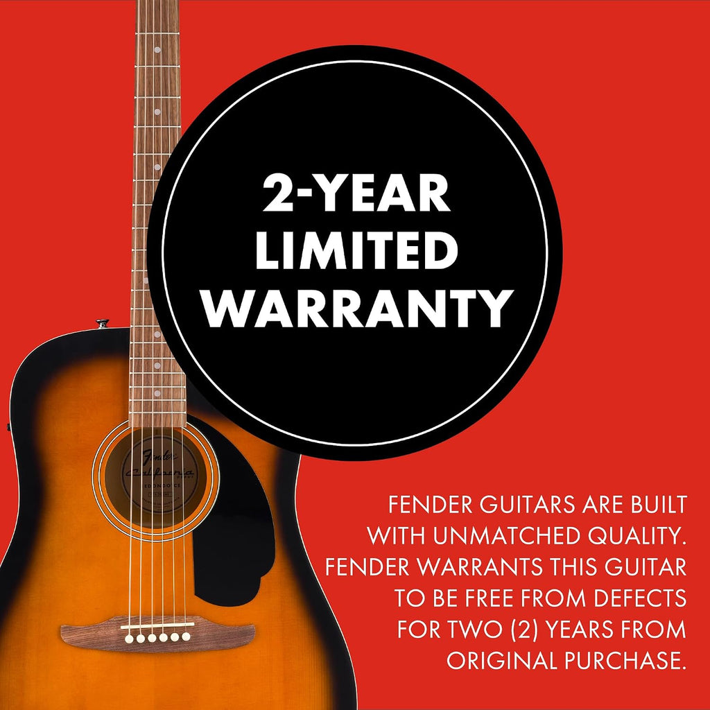 Fender California Debut Redondo CE Series Acoustic Guitar, Beginner Guitar, 2-Year Warranty, Includes Built-In Tuner, 2-Tone Sunburst
