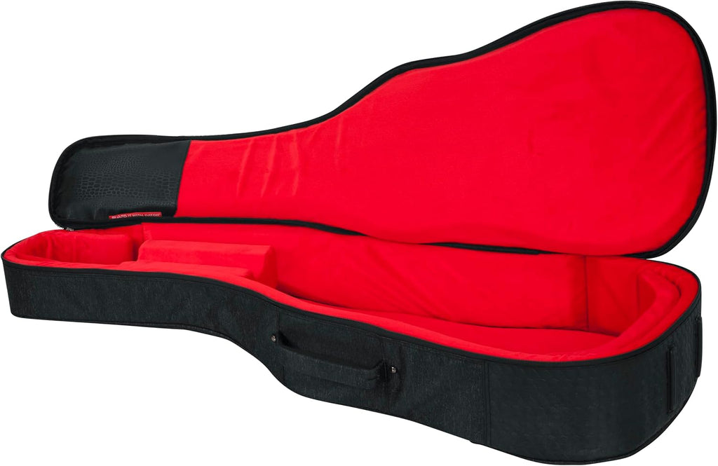 Gator Cases Transit Series Lightweight Acoustic Guitar Gig Bag with Back Pack Straps, Weather Resistant Exterior, and Rubberized Bottom, Charcoal Black Exterior (GT-ACOUSTIC-BLK)