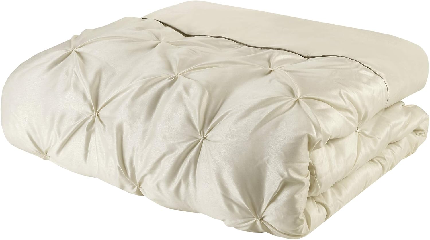 Madison Park Essentials Room in a Bag Faux Silk Comforter Set - Luxe Diamond Tufting All Season Bedding, Matching Curtains, Decorative Pillows, Ivory Cal King(104'x92') 24 Piece