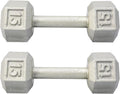 Hydra Fitness Exchange Cast Iron Hex Dumbbell 3 lb to 100 lb (in Single & Pair) - Solid Hexagon Silver Coating Dumbbell Set Strength Training Free Weights for Women & Men Residential Only