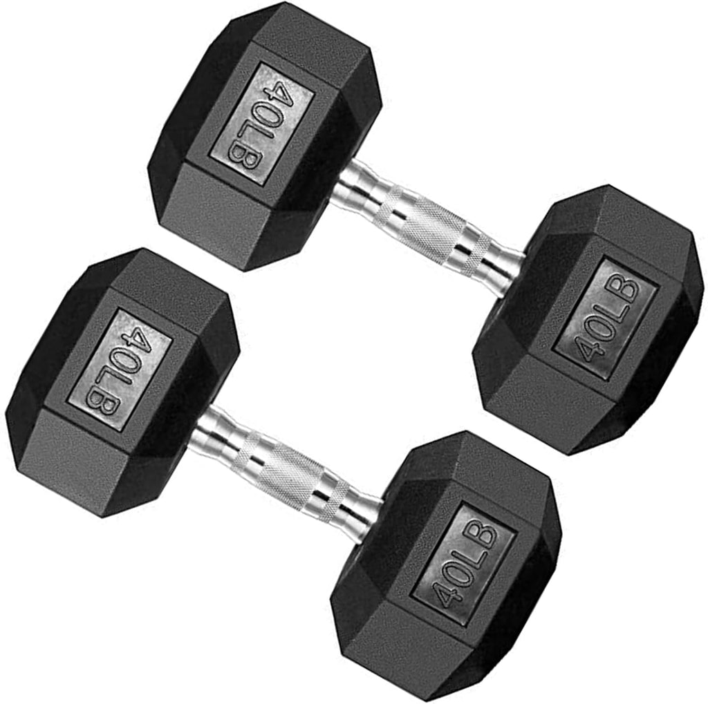 Hex Dumbbell Set, 10-80 lb Rubber Encased Hex Dumbbells, Home Gym Dumbbells for Women & Men, Muscle Toning, Strength Building and Full Body Workout(40 LB Pair)