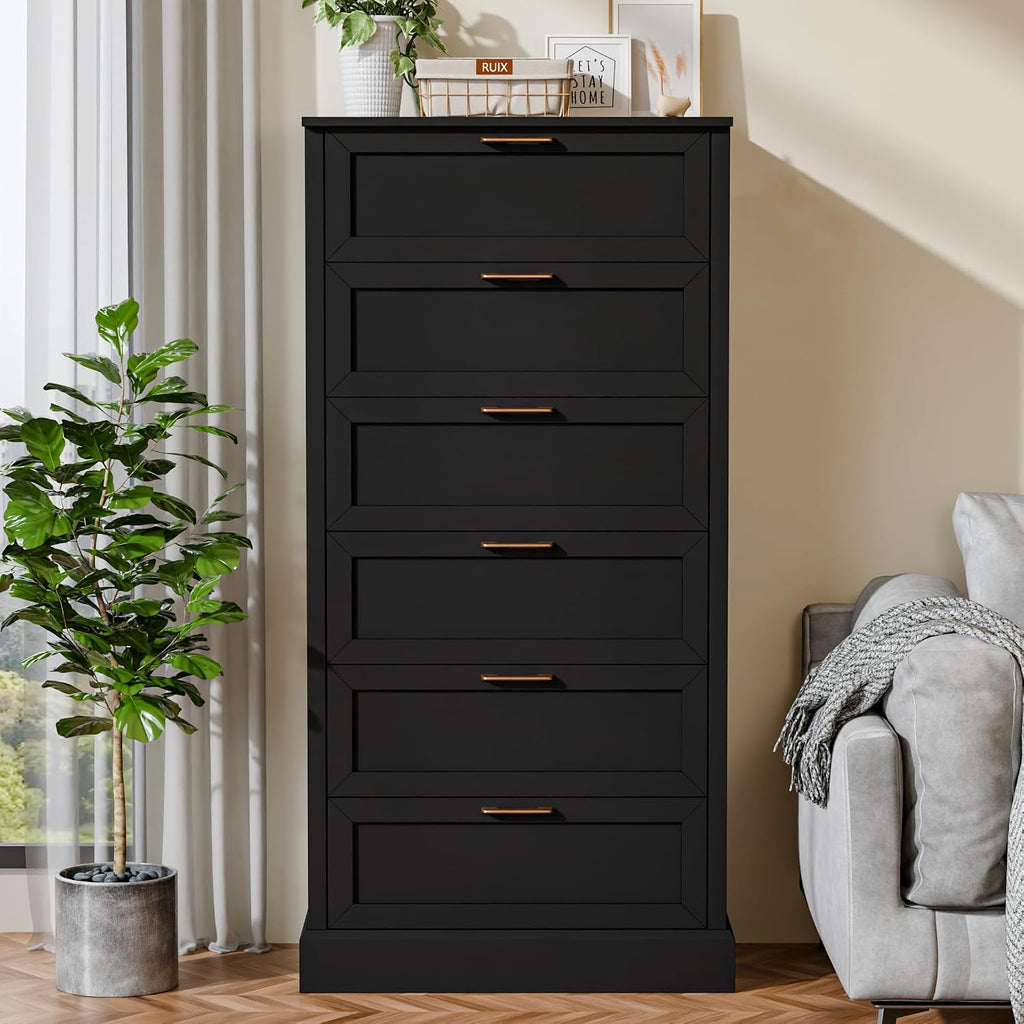 Zamildon's Dresser Bedroom, 55' Tall Dressers for Bedroom with Anti-Tip Device, Black Dresser Modern Storage Closet with Handle for Hallway,Entryway