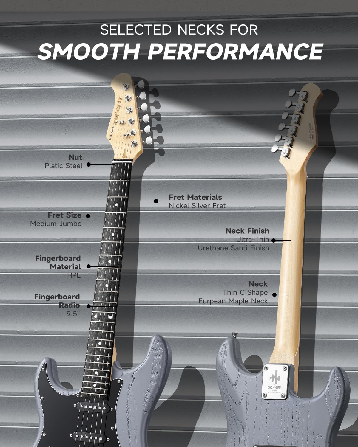 DONNER DST-80 Left-Handed Electric Guitar 39' Beginner Electric Guitar Kit with Amp, Classic SSS Pickup Complete with Gig Bag, Tuner, Capo, Strap, Picks, and Free Online Lessons, Matte Black