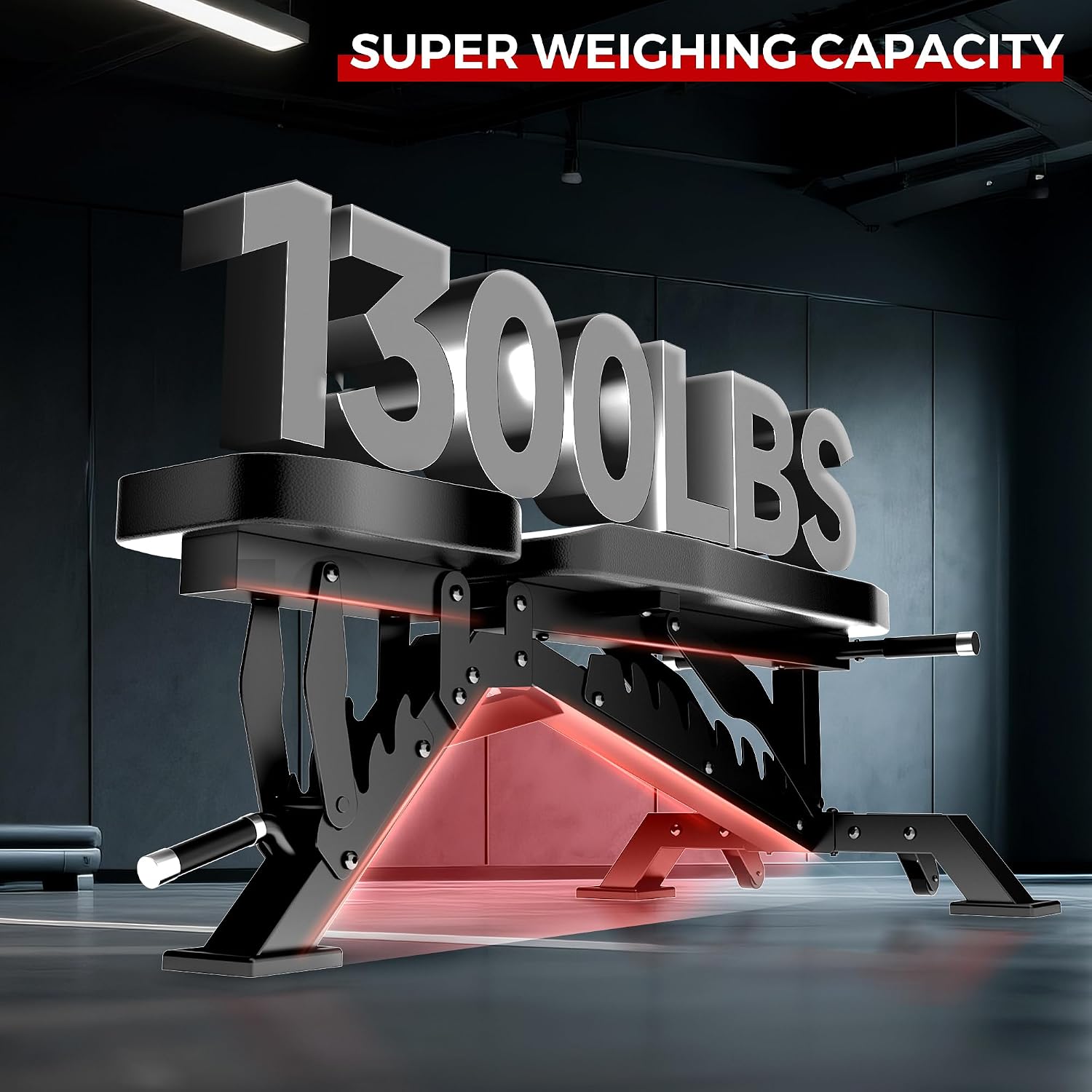 Weight Bench, Adjustable Workout Bench for Home Gym Full Body Workout, 1300LBS Weight Capacity Bench Press, Flat/Incline Bench with 33' Extra-Long Backrest & Wheels