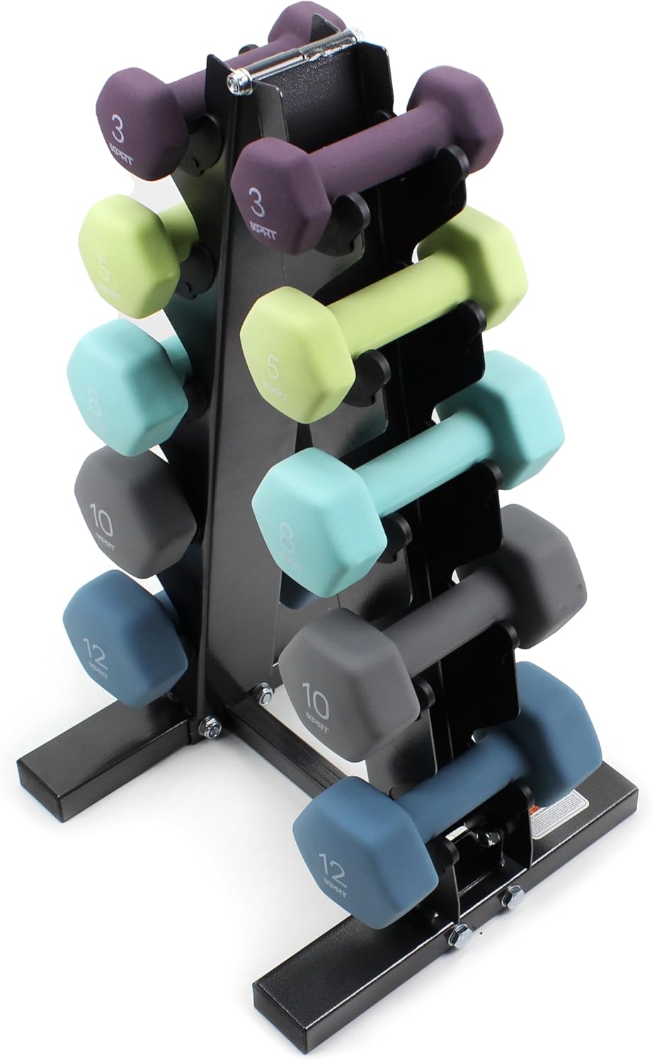 XPRT Neoprene Dumbbell Set with Rack - 5-Pair Weights for Home Gym