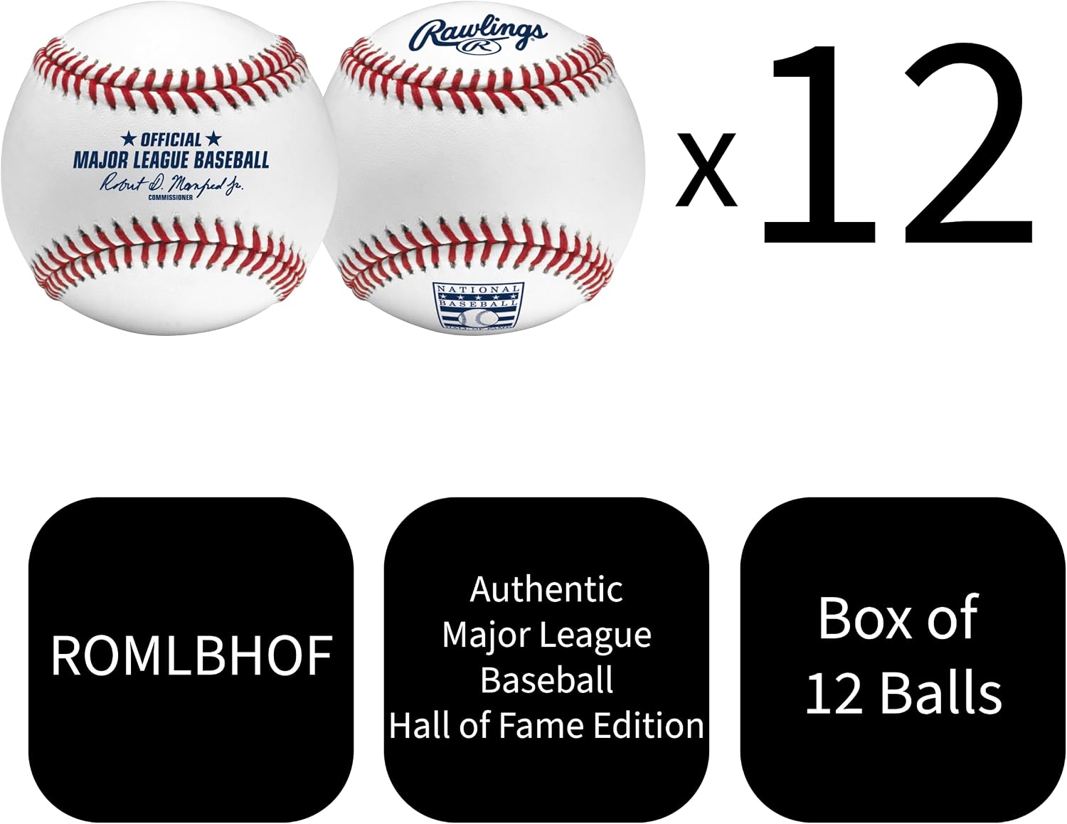 Rawlings | MLB Hall of Fame Edition Baseballs | ROMLBHOF | 12 Count