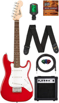 Fender Squier 3/4-Size Kids Mini Strat Electric Guitar - Dakota Red Bundle with Amplifier, Instrument Cable, Tuner, Strap, Picks, and Austin Bazaar Instructional DVD