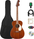 Fender California Standard Monterey E Acoustic-Electric Guitar - Natural Sapele Bundle with Gig Bag, Tuner, Strap, Strings, Picks, and Austin Bazaar Instructional DVD